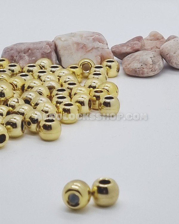 50 perles couleur or diamètre 1 CM pour coiffures et créations