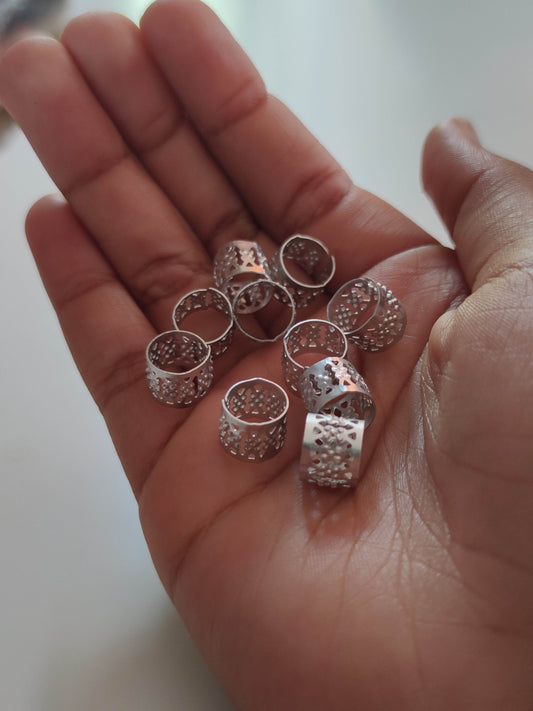 Manchettes cylindriques cheveux - tubes taille ajustable or et argent-SQ7491555