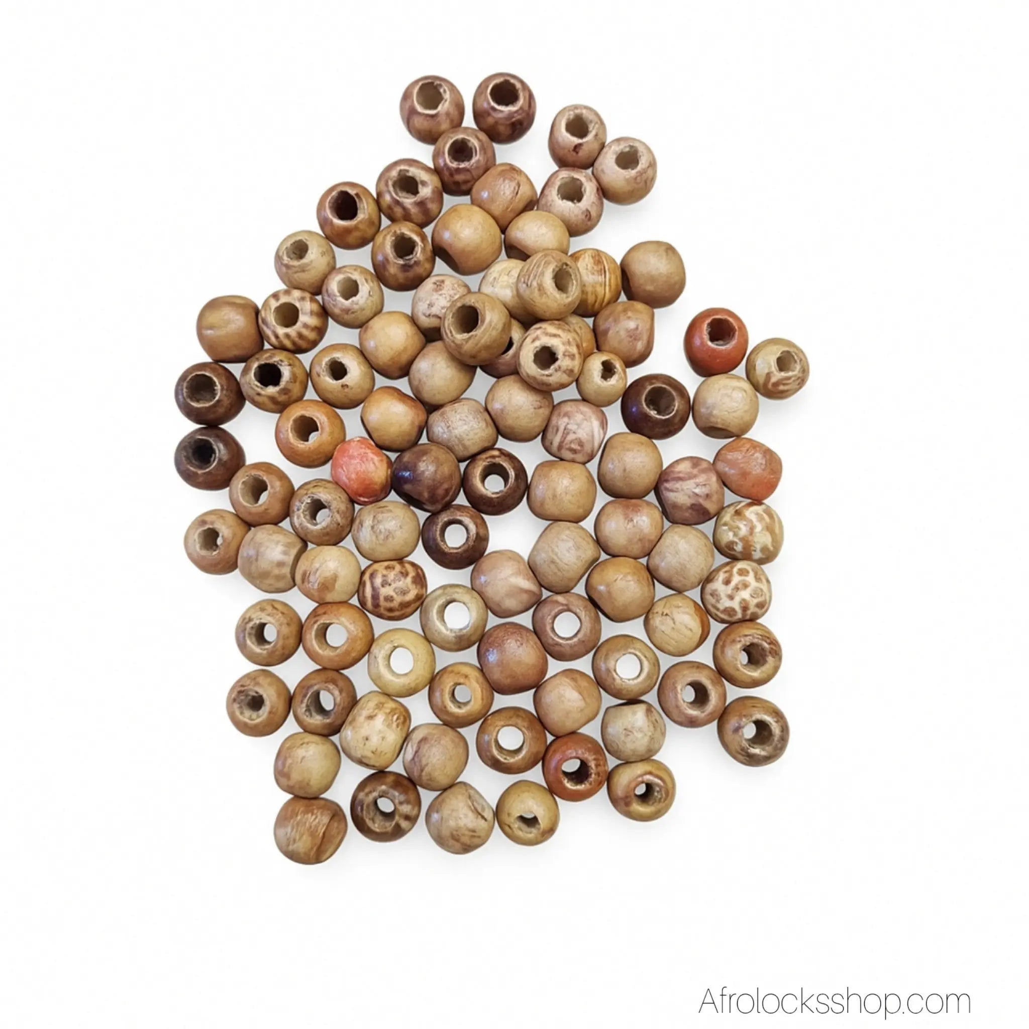 100-perles-bois-brut-locks-tresses - Afro Locks Shop