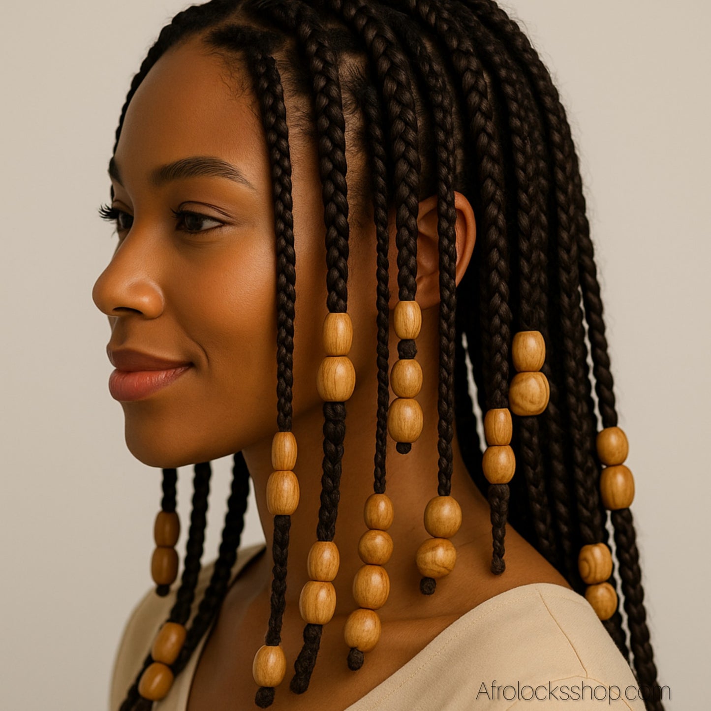 Lot de 100 perles en bois – trou 10 mm – rondes Ø1,5 cm & ovales 3 cm – spécial locks, tresses et DIY