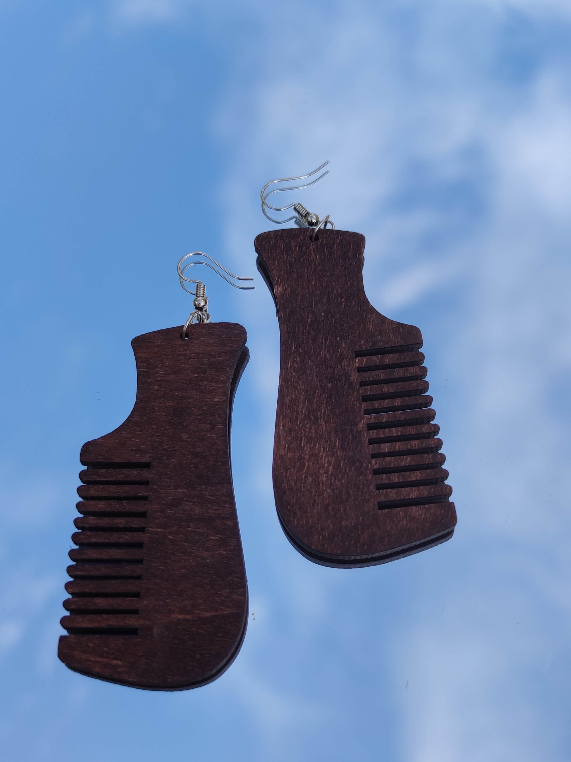 Boucles d'oreilles peigne en bois afro comb symbole de féminité 2 couleurs disponibles-SQ0529216