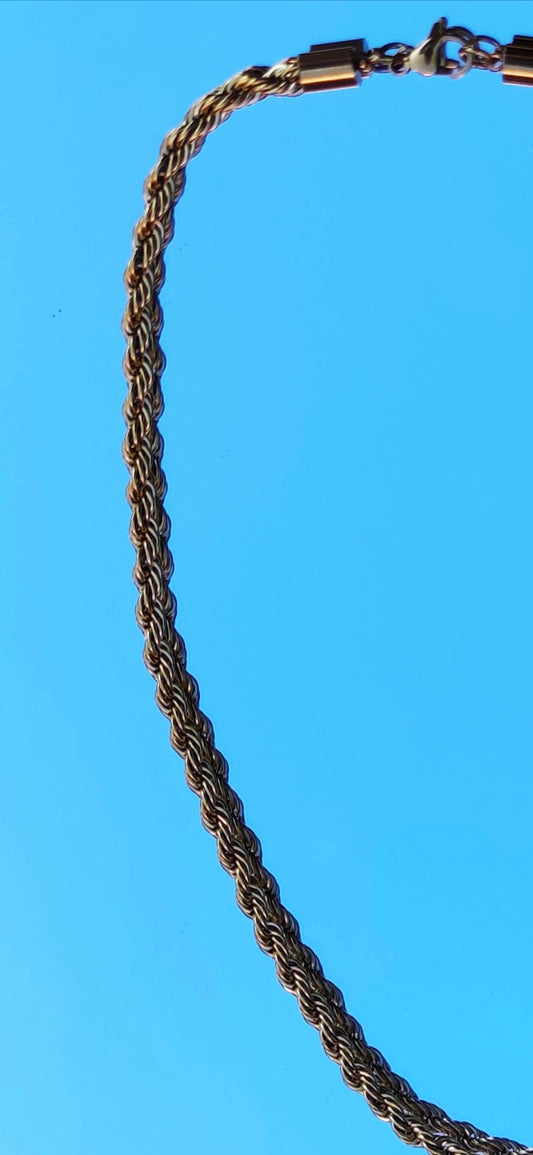 Chaîne acier inoxydable plaqué or - largeur 5 mm afro créole torsadée hommes