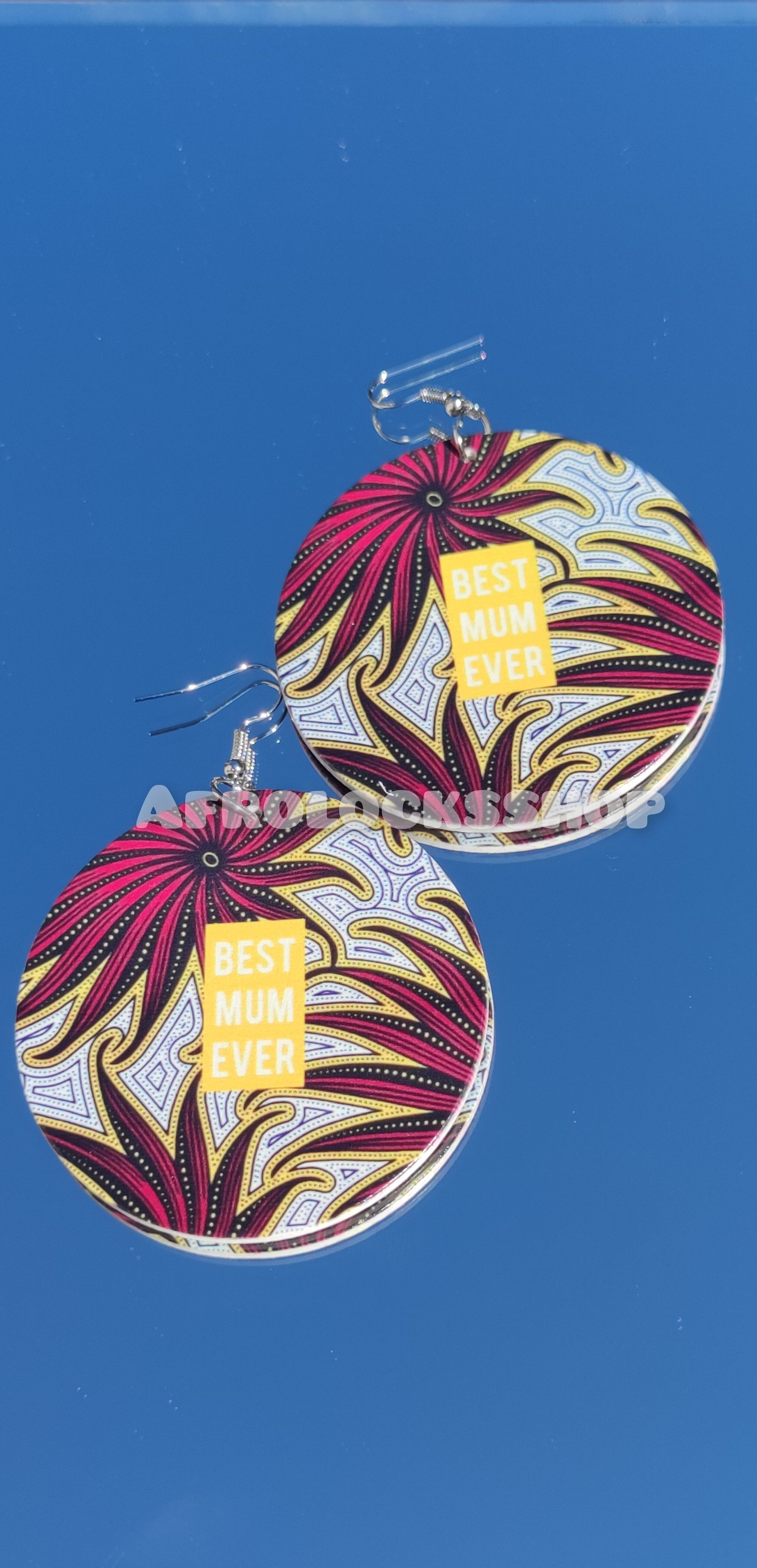 Boucles d'oreilles best mum ever - idée cadeau maman imprimé cire africaine