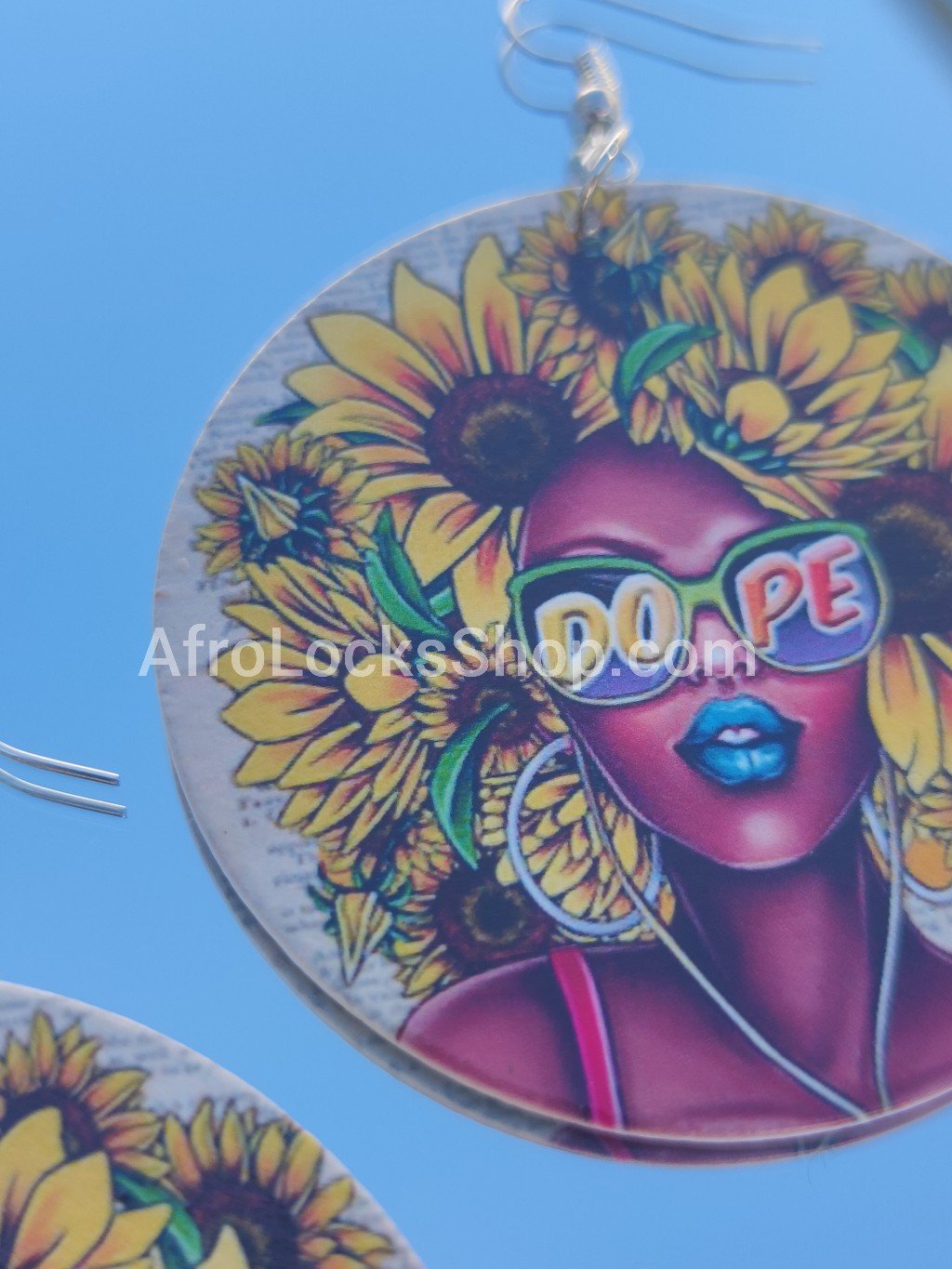 Boucles d'oreilles afro soleil - tournesol femme noire cheveux naturels nappy hair dope