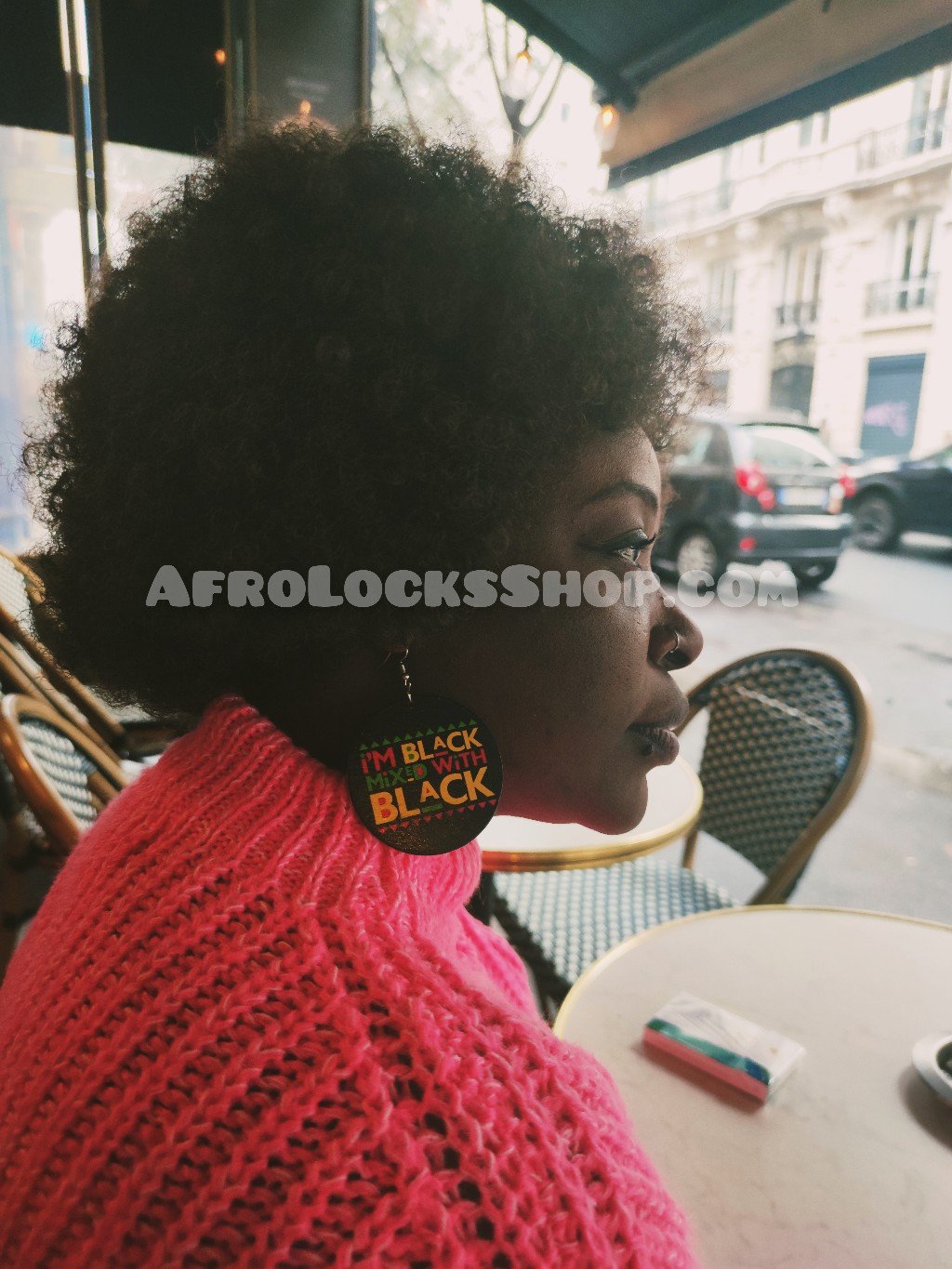 Boucles d'oreilles afro I'm black mixed with black