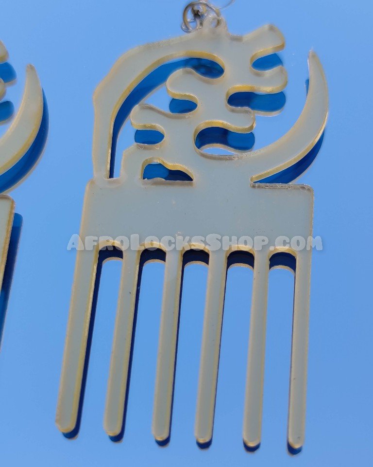 Boucles d'oreilles symbole adinkra peigne afro doré