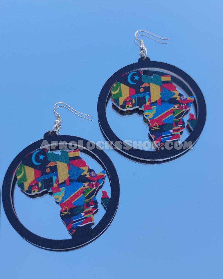 Ensemble boucles d'oreilles et collier carte africaine