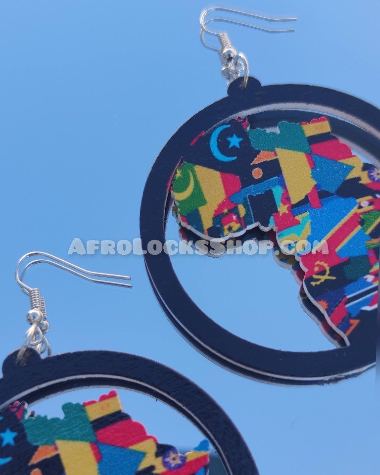 Ensemble boucles d'oreilles et collier carte africaine
