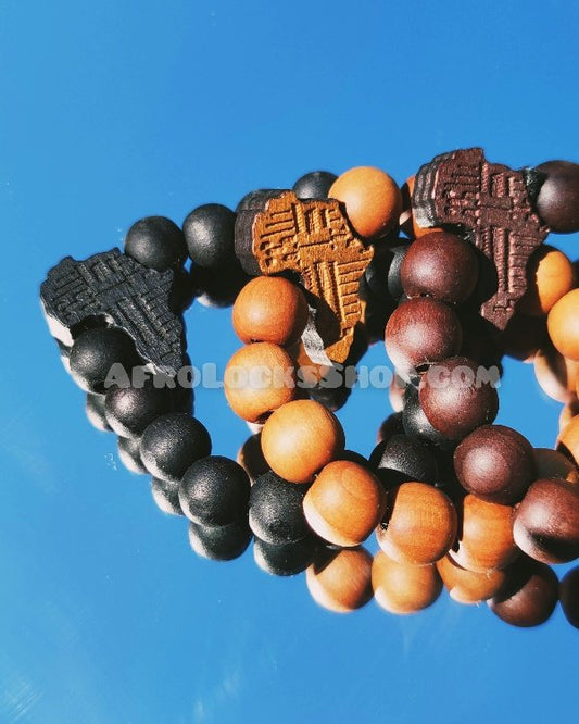 Bracelet bois en perles décoration carte Afrique-SQ5114815
