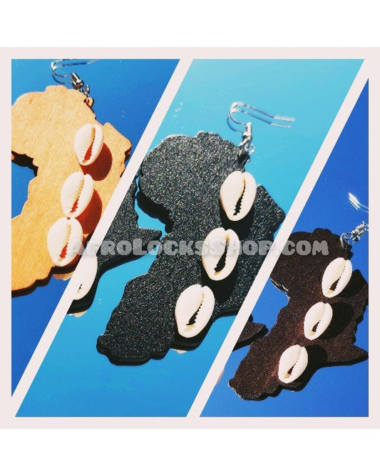 Boucles d'oreilles Afrique 3 coquillages cauris-SQ2014141