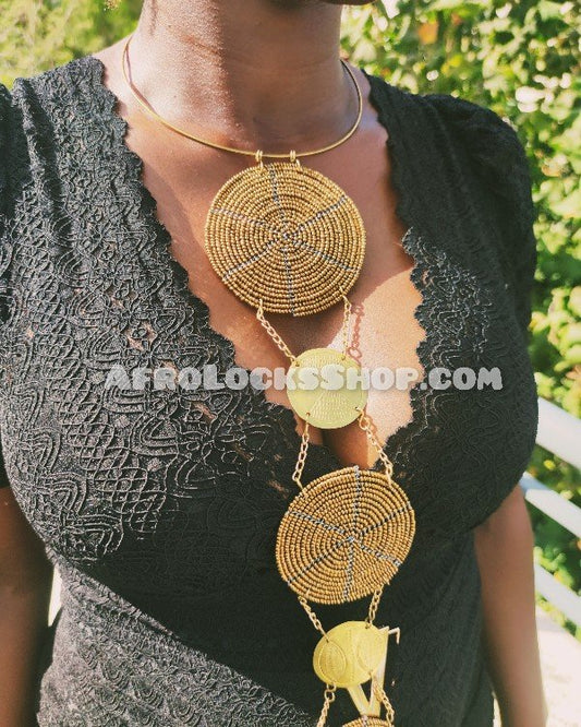 Collier africain perles et laiton fait à la main