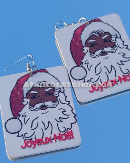 Boucles d'oreilles bijou humour père noël noir