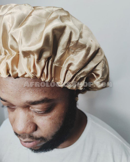 Bonnet de nuit XL en satin réversible épais