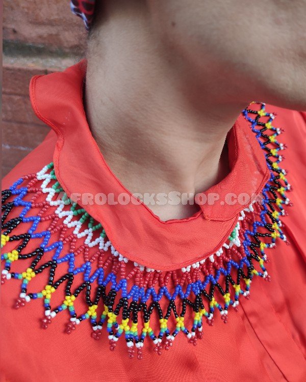 Collier de perles col choker africain zoulou