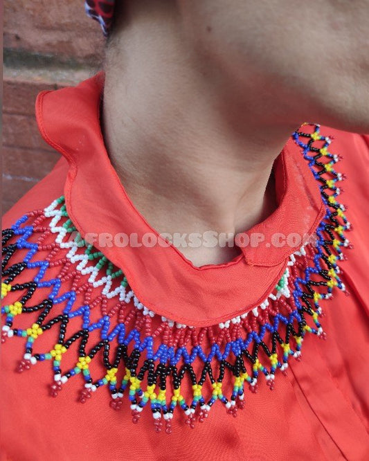 Collier de perles col choker africain zoulou