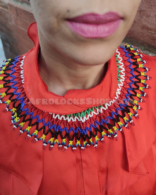 Collier de perles col choker africain zoulou