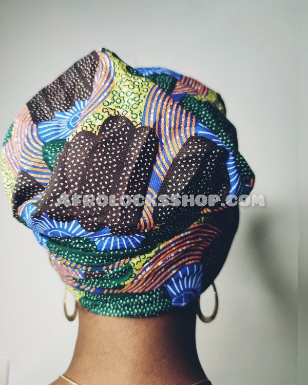 Bonnet turban à liens et doublure satin imprimé wax-SQ3568874