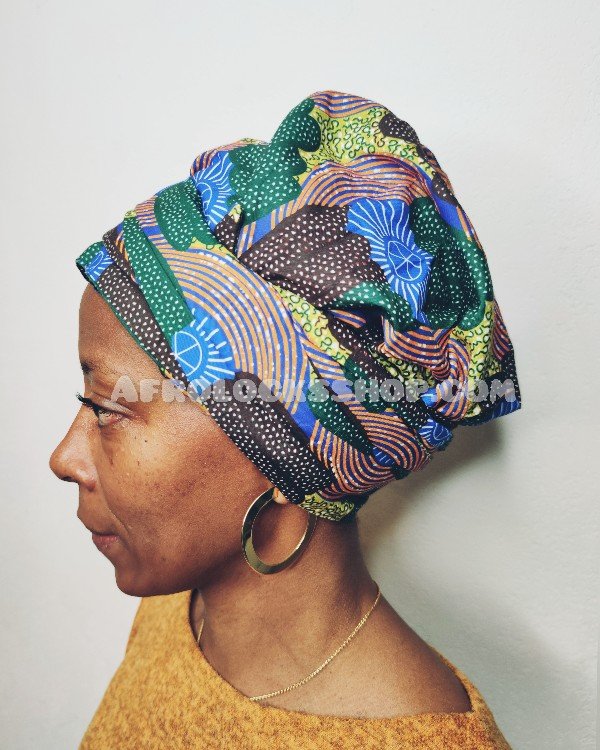 Bonnet turban à liens et doublure satin imprimé wax-SQ3568874