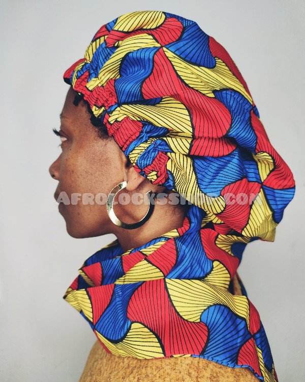 Bonnet turban à liens et doublure satin imprimé wax-SQ3568874