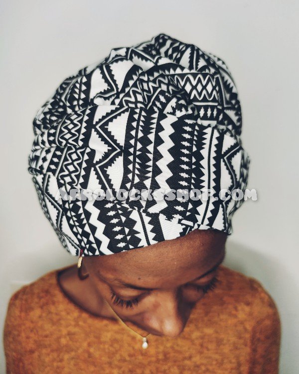 Bonnet turban à liens et doublure satin imprimé wax-SQ3568874