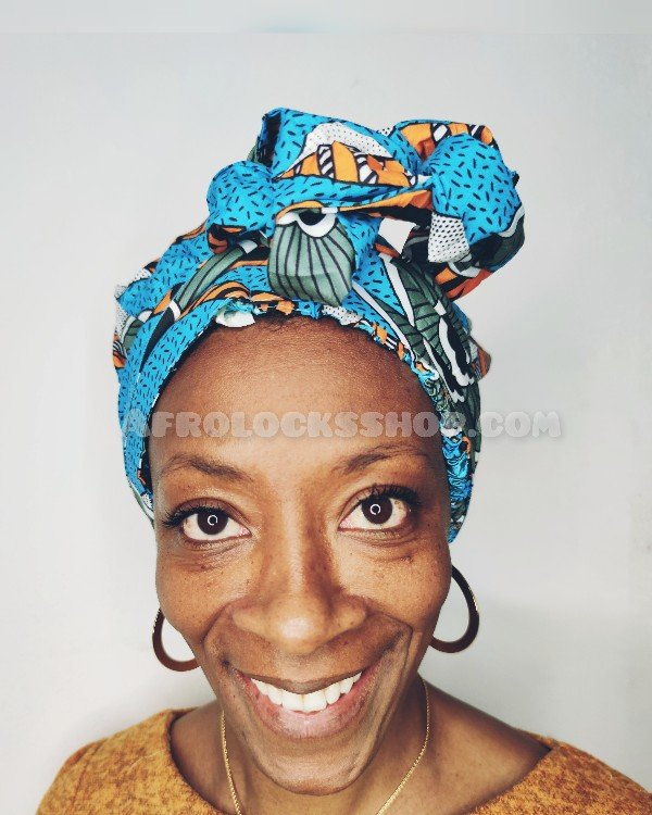 Bonnet turban à liens et doublure satin imprimé wax-SQ3568874