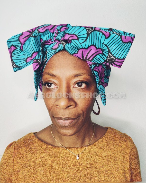 Bonnet turban à liens et doublure satin imprimé wax-SQ3568874