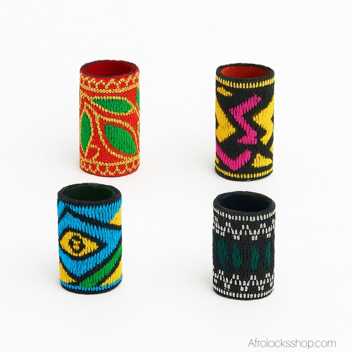 Manchettes à cheveux wax – lot de 4 colorées en tissu africain (diamètre 1 cm)