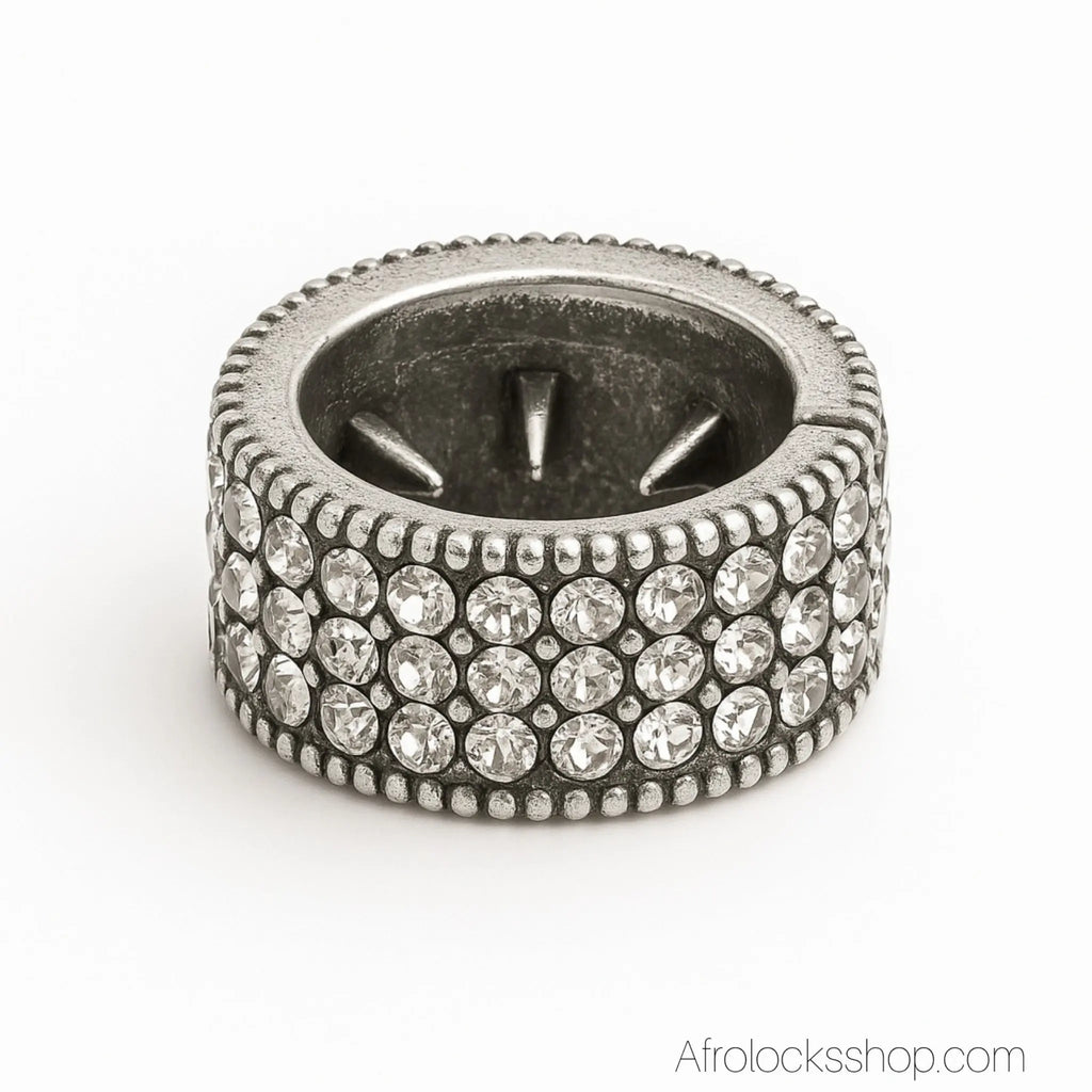 Anneau-bague-locks-argente-strass - Afro Locks Shop