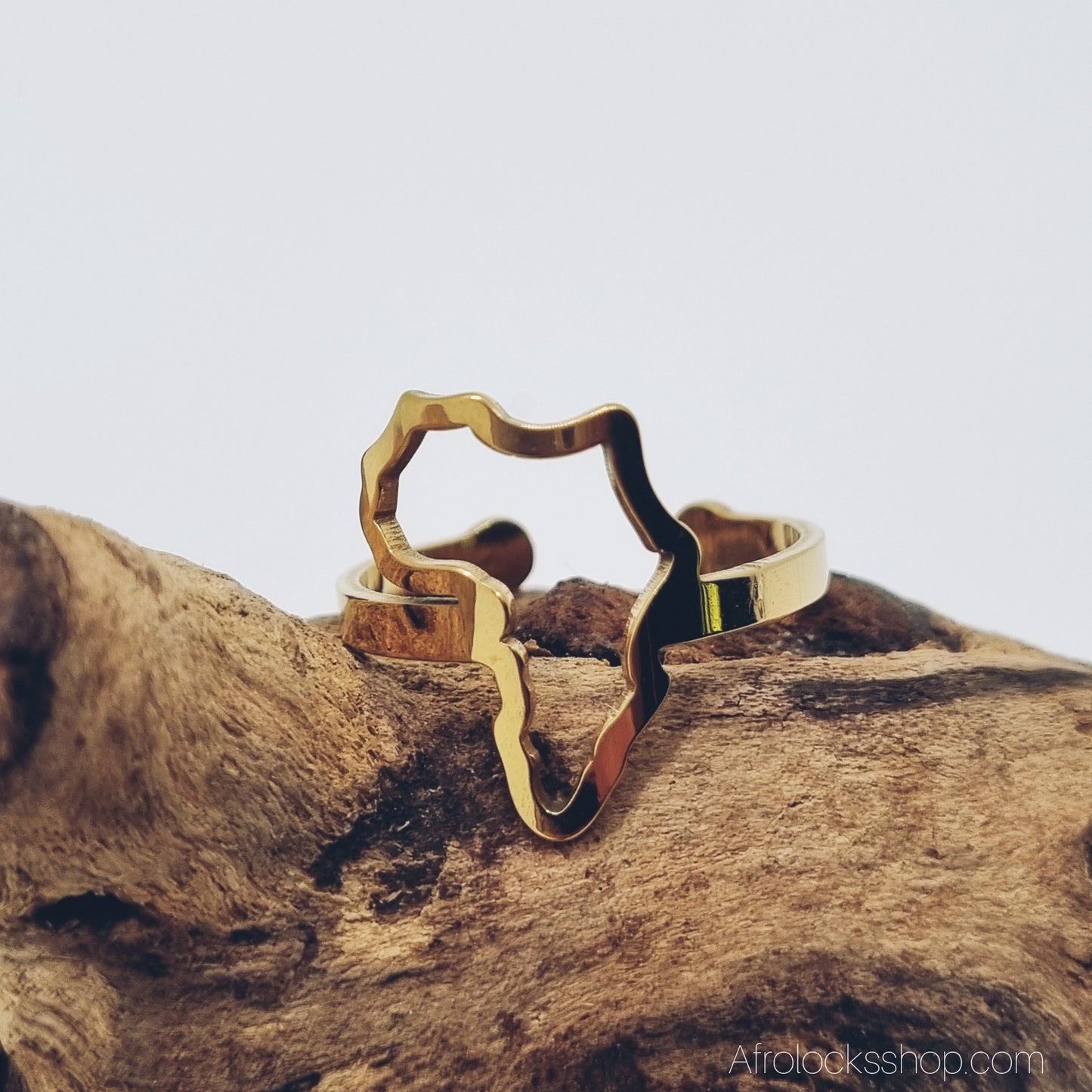 Bague Afrique ajustable 🌍 — acier inoxydable 316L (doré contour ou argent carte)