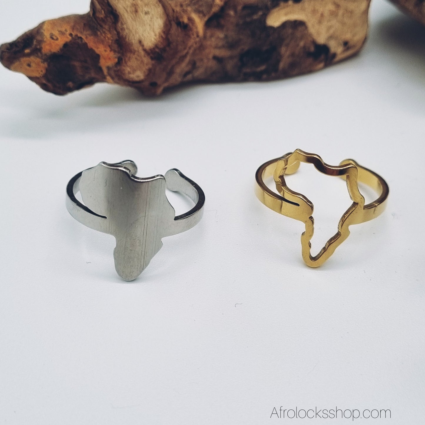 Bague Afrique ajustable 🌍 — acier inoxydable 316L (doré contour ou argent carte)