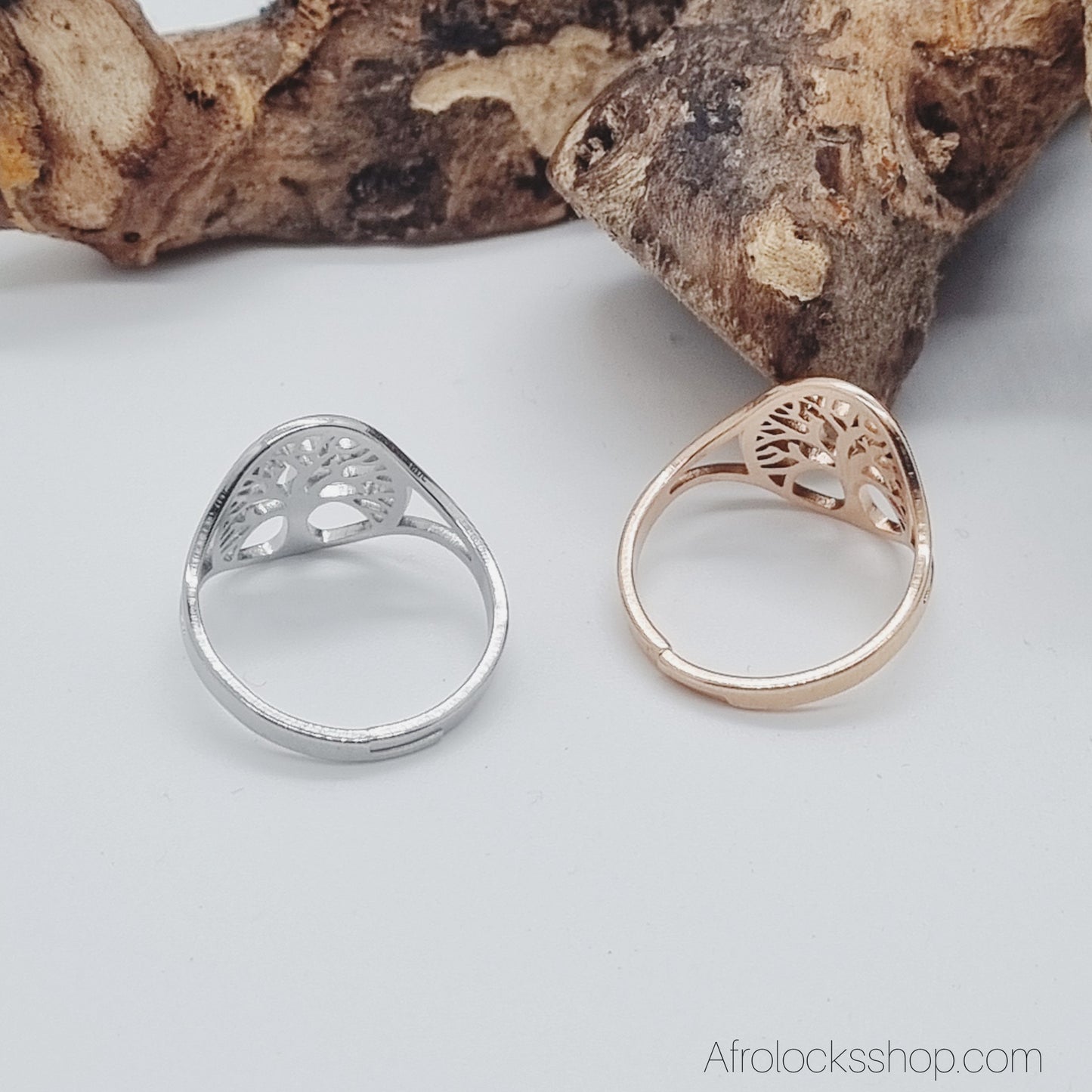 Bague Arbre de Vie 🌳 – Acier inoxydable 316L, taille ajustable, doré ou argenté