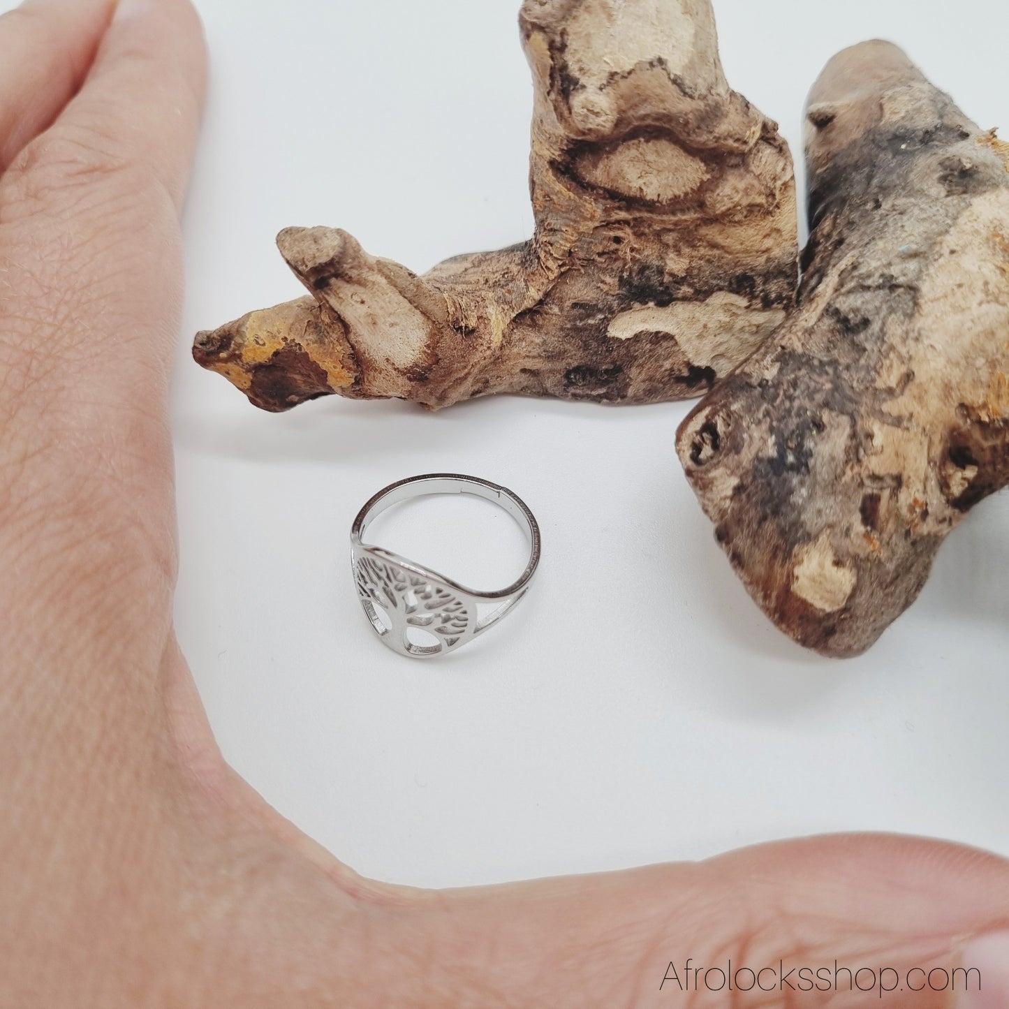 Bague Arbre de Vie 🌳 – Acier inoxydable 316L, taille ajustable, doré ou argenté