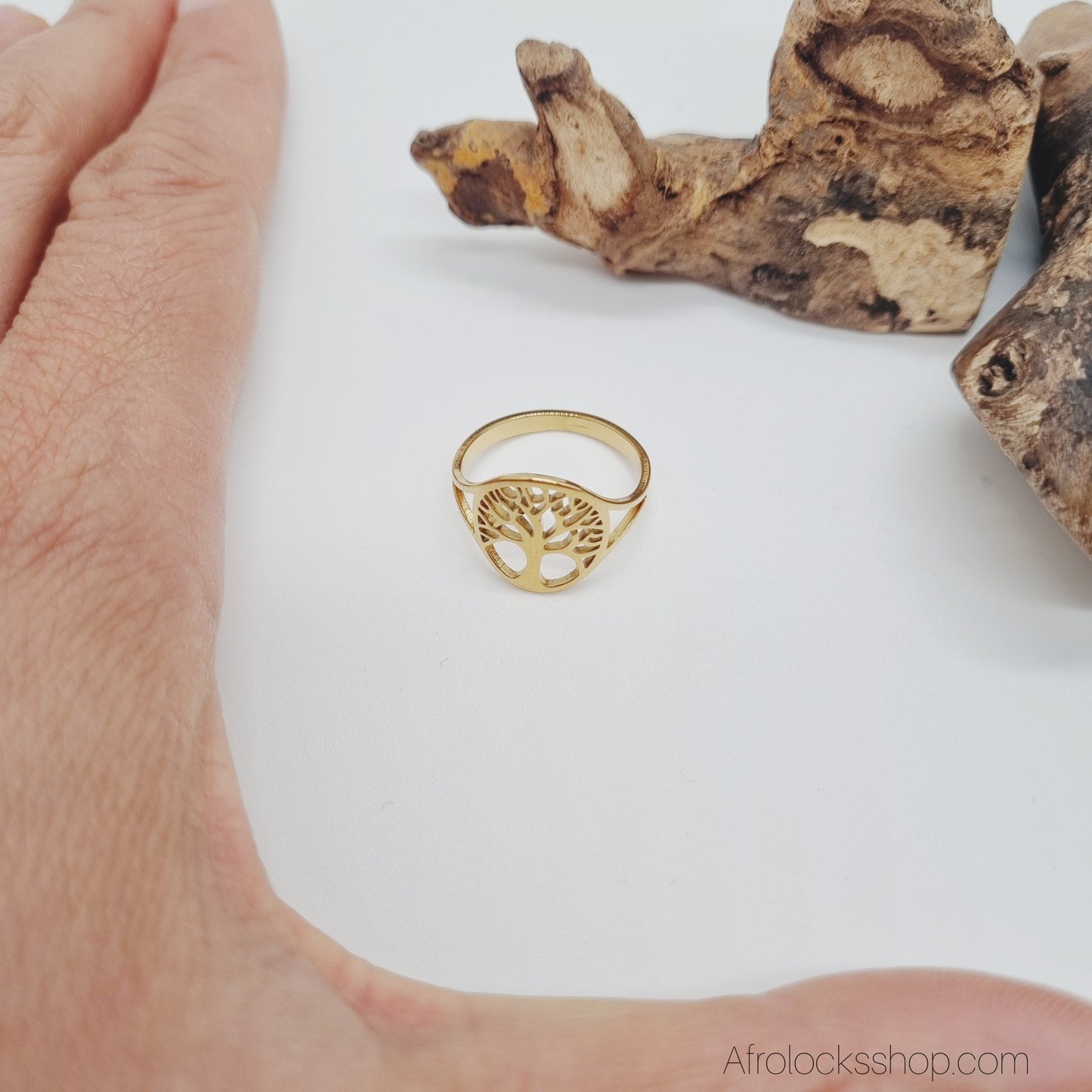 Bague Arbre de Vie 🌳 – Acier inoxydable 316L, taille ajustable, doré ou argenté