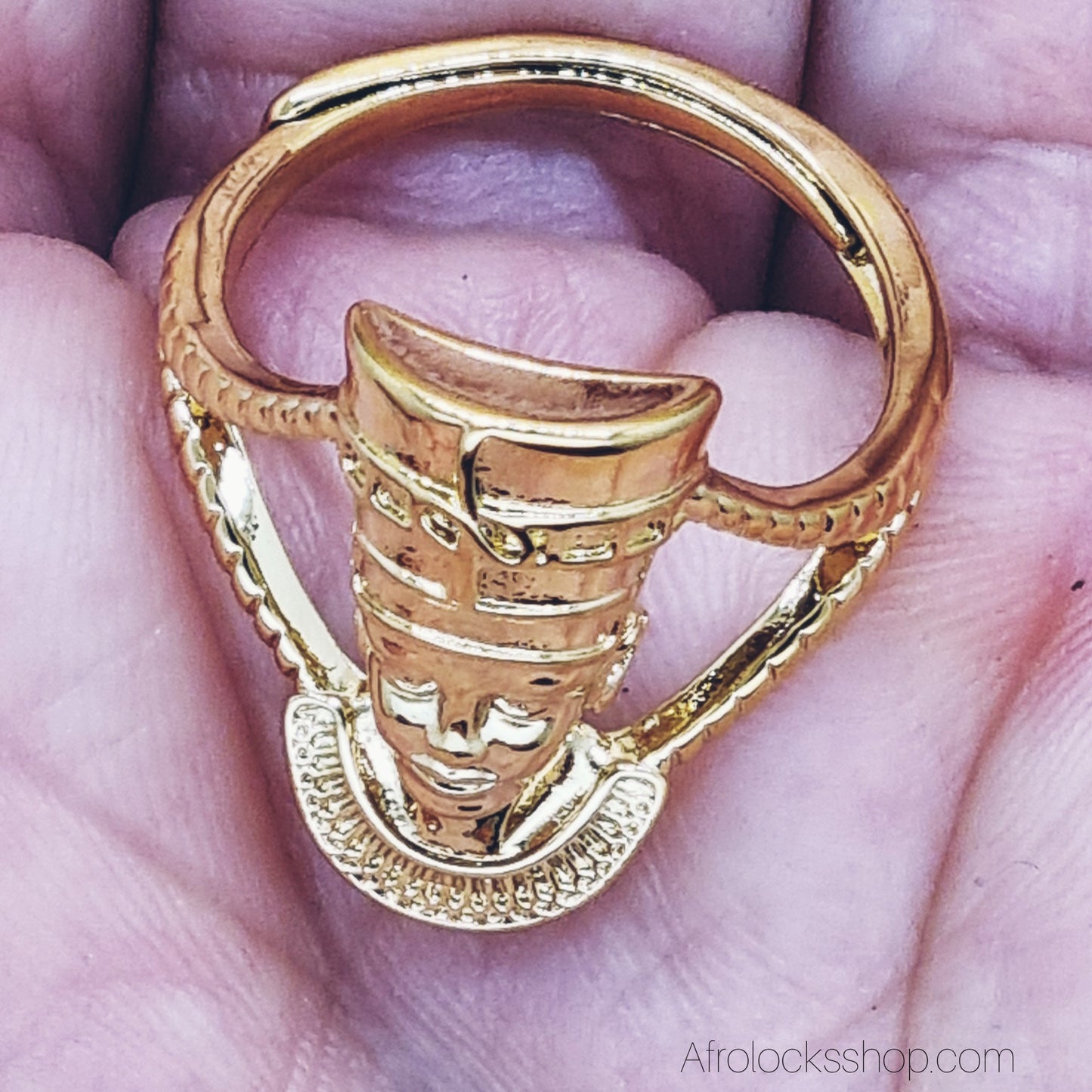 Bague “Reine d’Afrique” 316L doré ✨ – unisexe, hypoallergénique