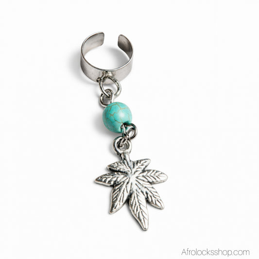 Bijou de Locks Feuille Argentée – Bague Ajustable avec Perle Turquoise