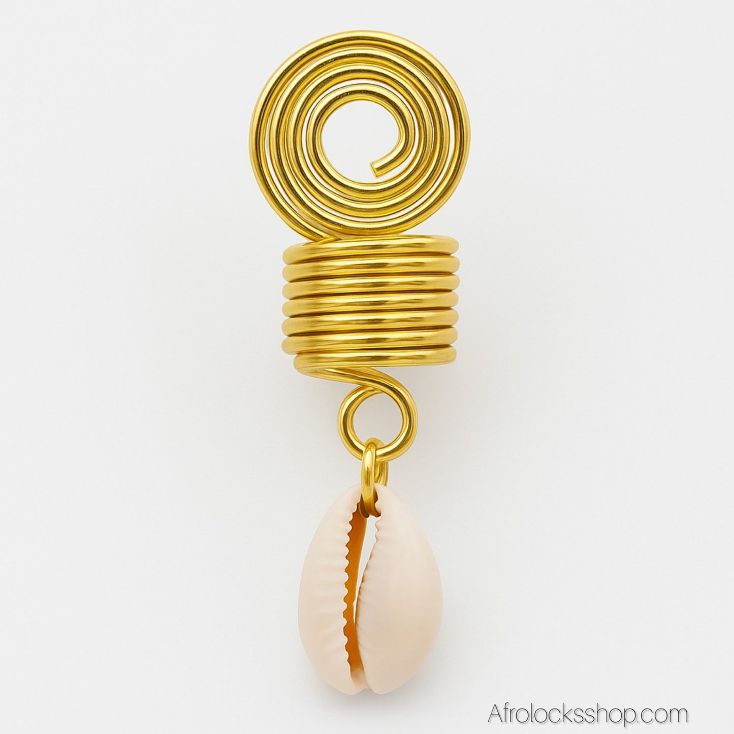 Bijou de locks/tresses cauri doré – anneau spiralé 9 mm (4,5 cm)