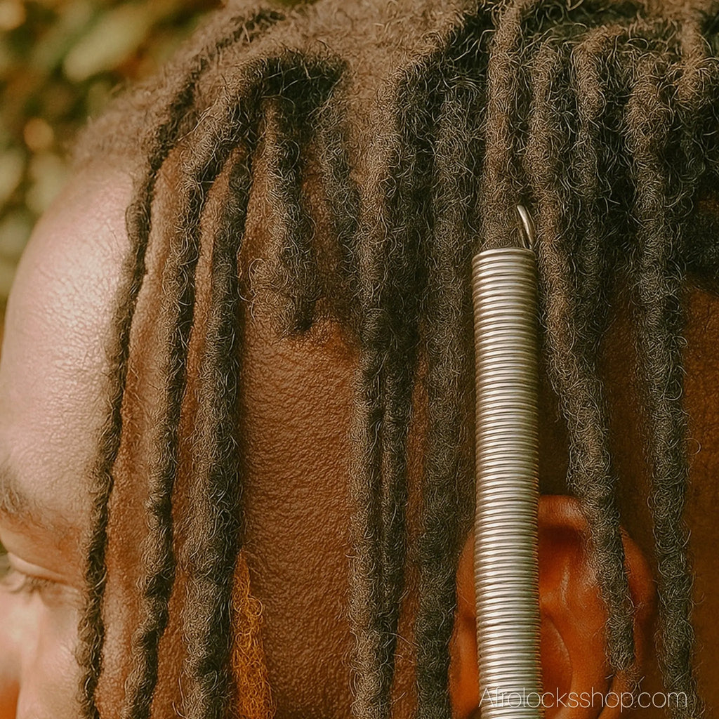 Bijou_long_spirale_argente_dore_locks_et_tresses_4 - Afro Locks Shop