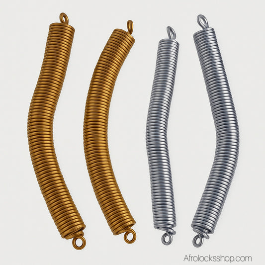 Lot de 2 bijoux spirales longues pour locks – doré ou argenté – 11 à 15 cm – trou 9 mm 🌀