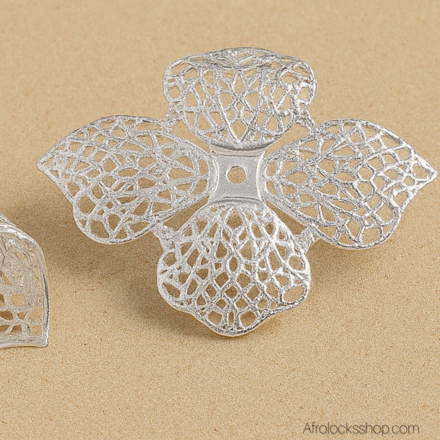 Bijoux cheveux filigrane argenté – lot de 2 manchettes 6 cm pour dreadlocks & grosses tresses