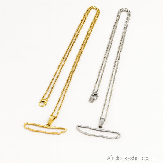 Collier Nouvelle-Calédonie – Acier inoxydable (chaîne 50 cm) – Doré ou Argenté