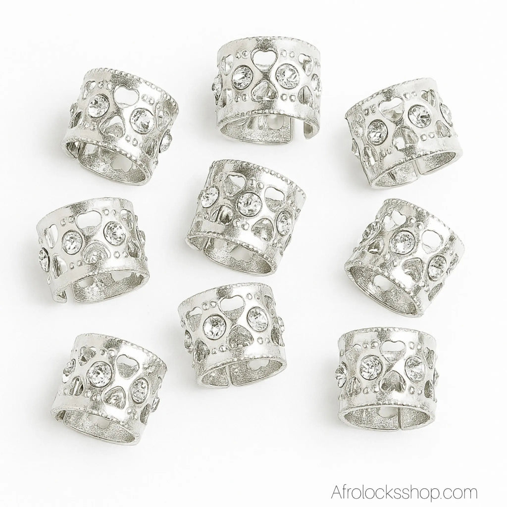 Bijoux_bagues_cheveux_locks_argent_avec_strass - Afro Locks Shop