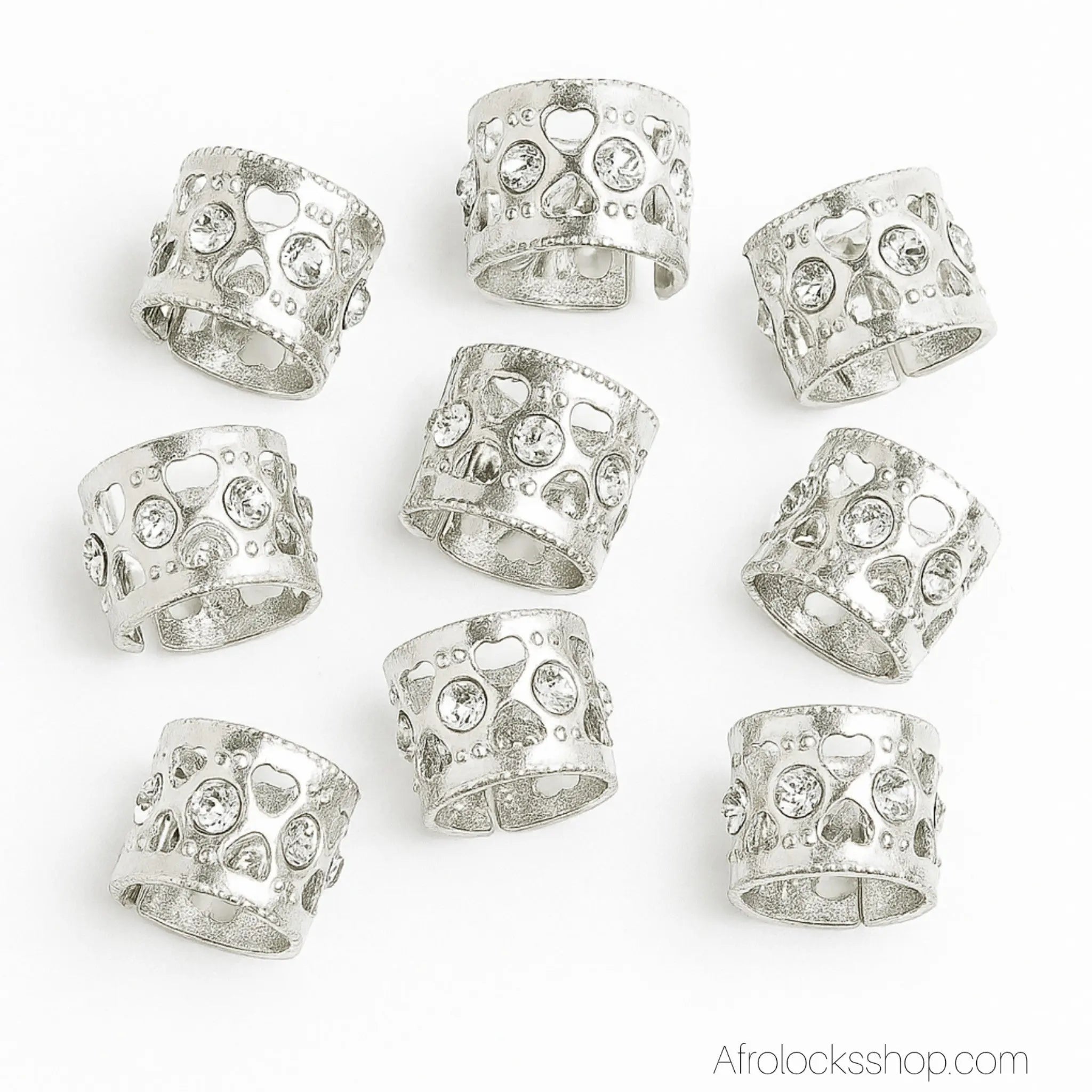 Bijoux_bagues_cheveux_locks_argent_avec_strass - Afro Locks Shop