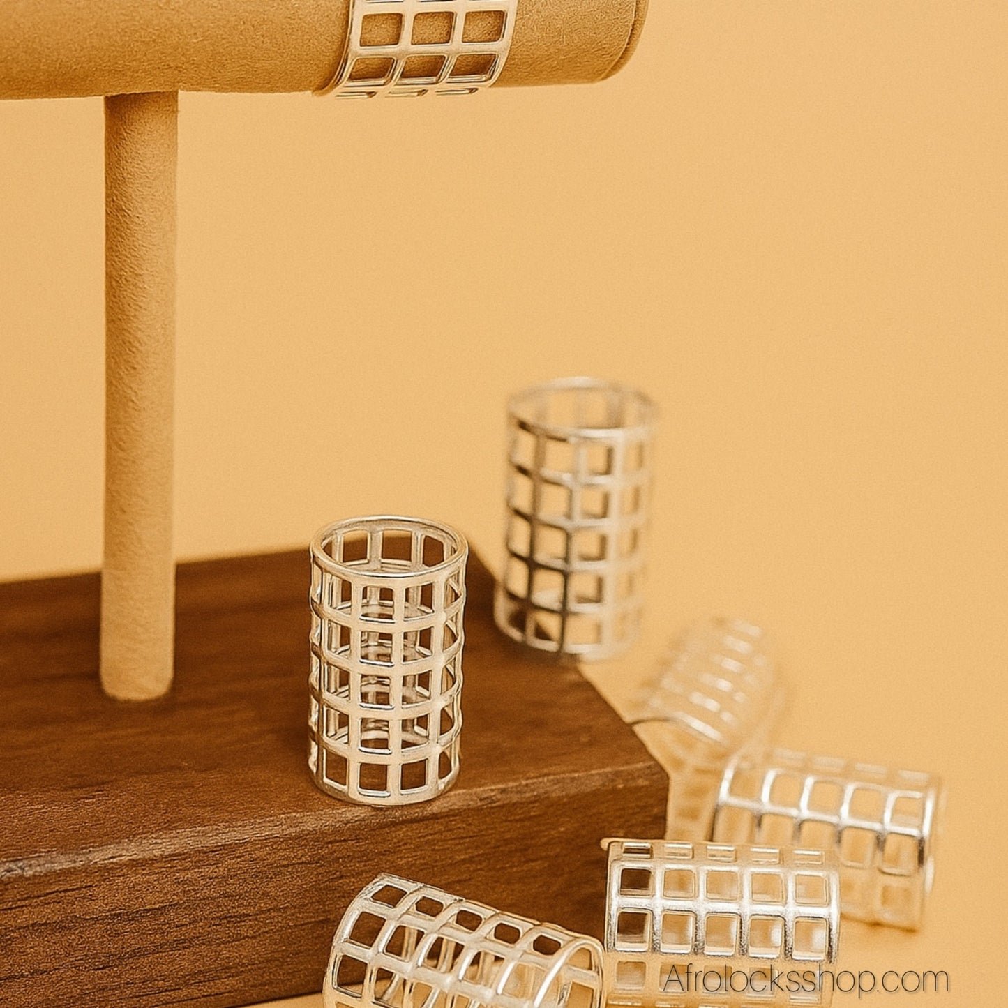 Lot 9 gros bijoux de locks argentés – manchettes cylindriques ajustables