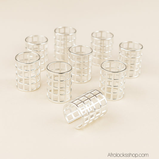 Lot 9 gros bijoux de locks argentés – manchettes cylindriques ajustables
