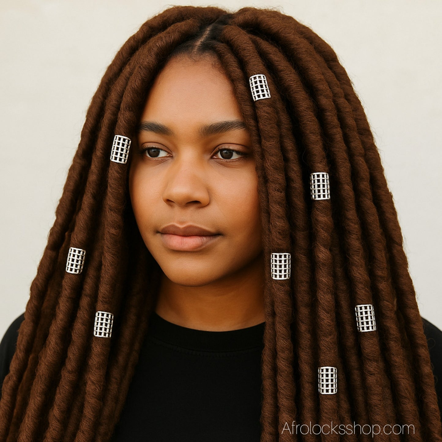 Lot 9 gros bijoux de locks argentés – manchettes cylindriques ajustables