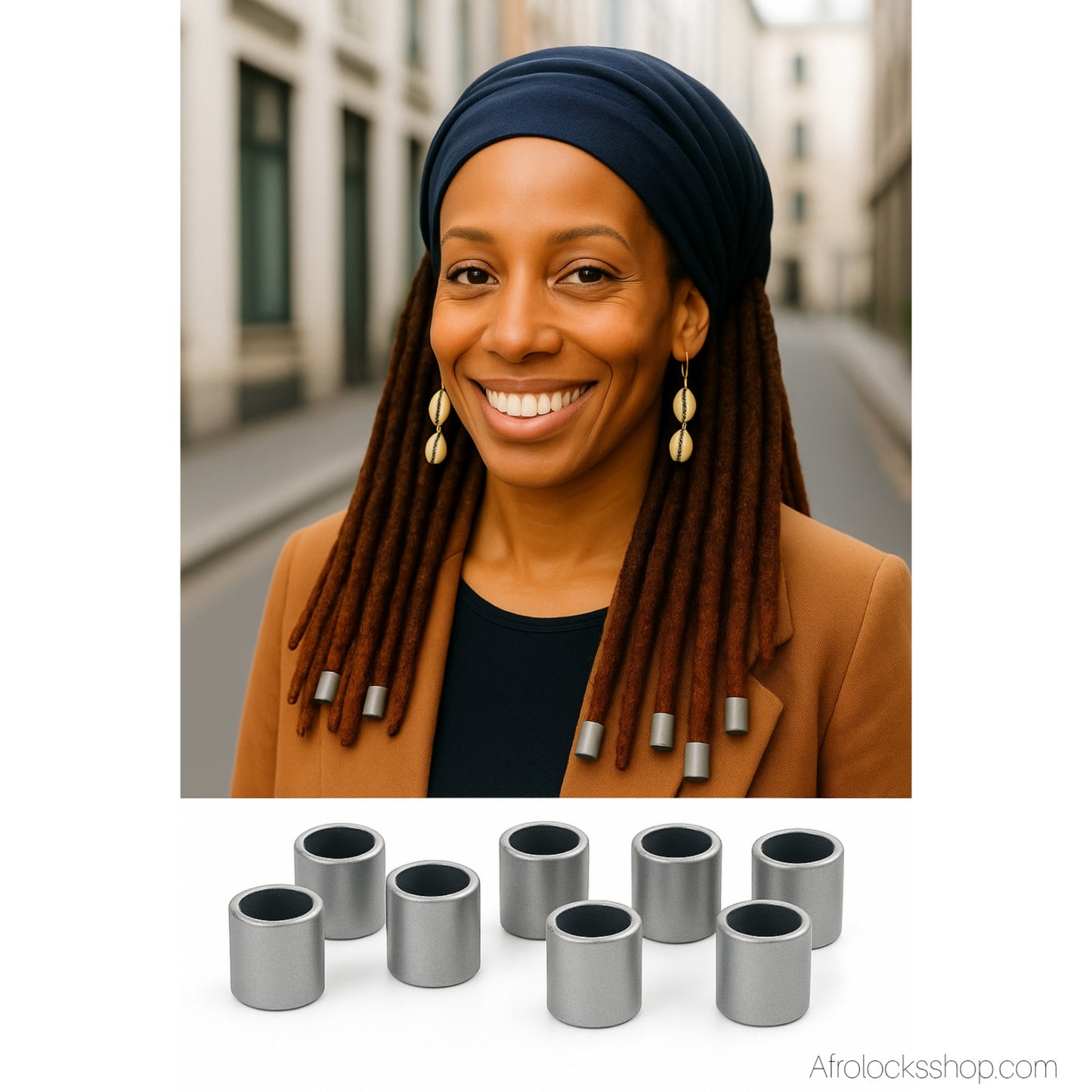 Tubes gris pour locks – lot de 10 – diamètre 8 mm – look minimaliste unisexe