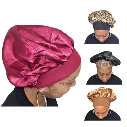 Bonnet en satin premium – large bande élastique (4 coloris)