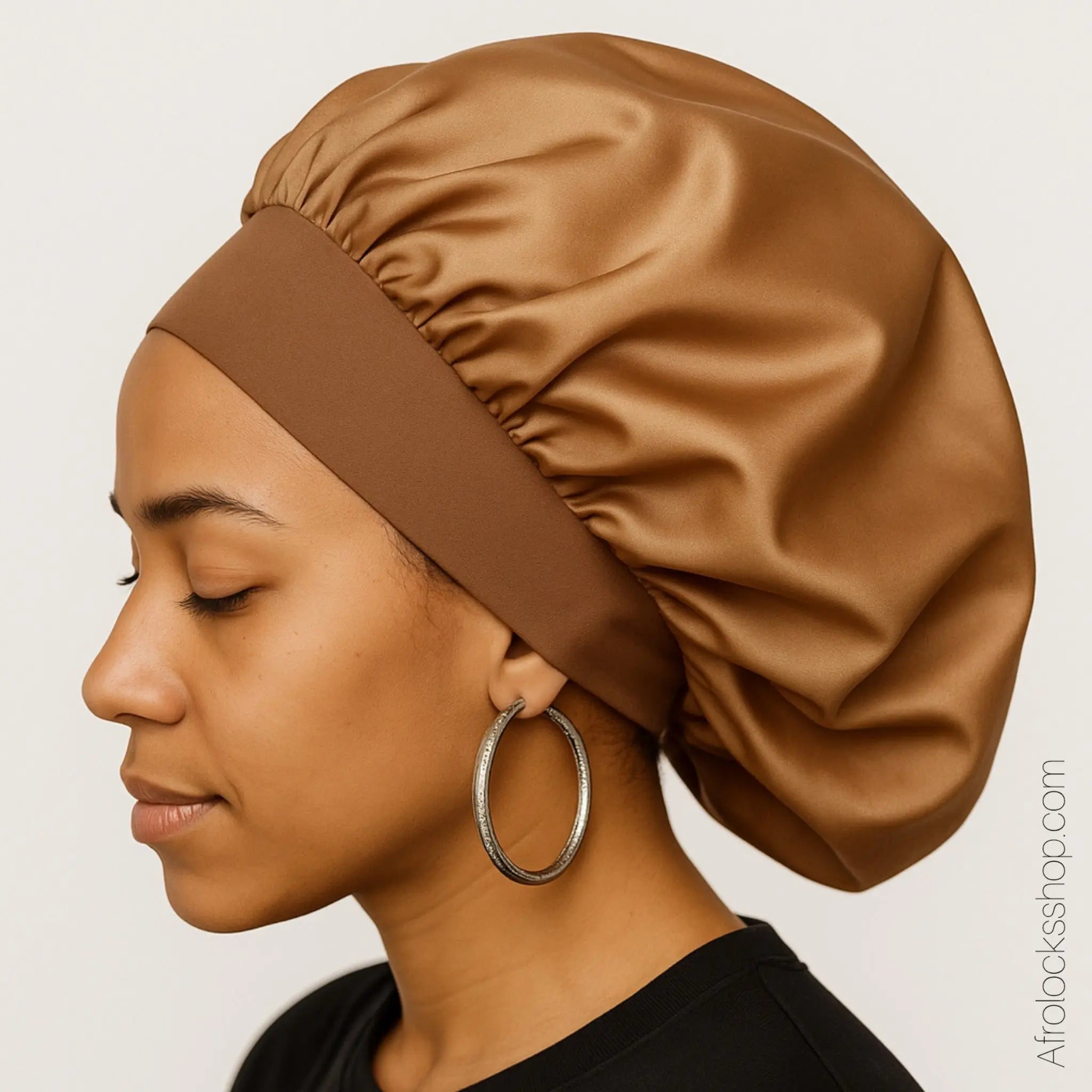 Bonnet-satin-moutarde-or-cheveux-afro - Afro Locks Shop