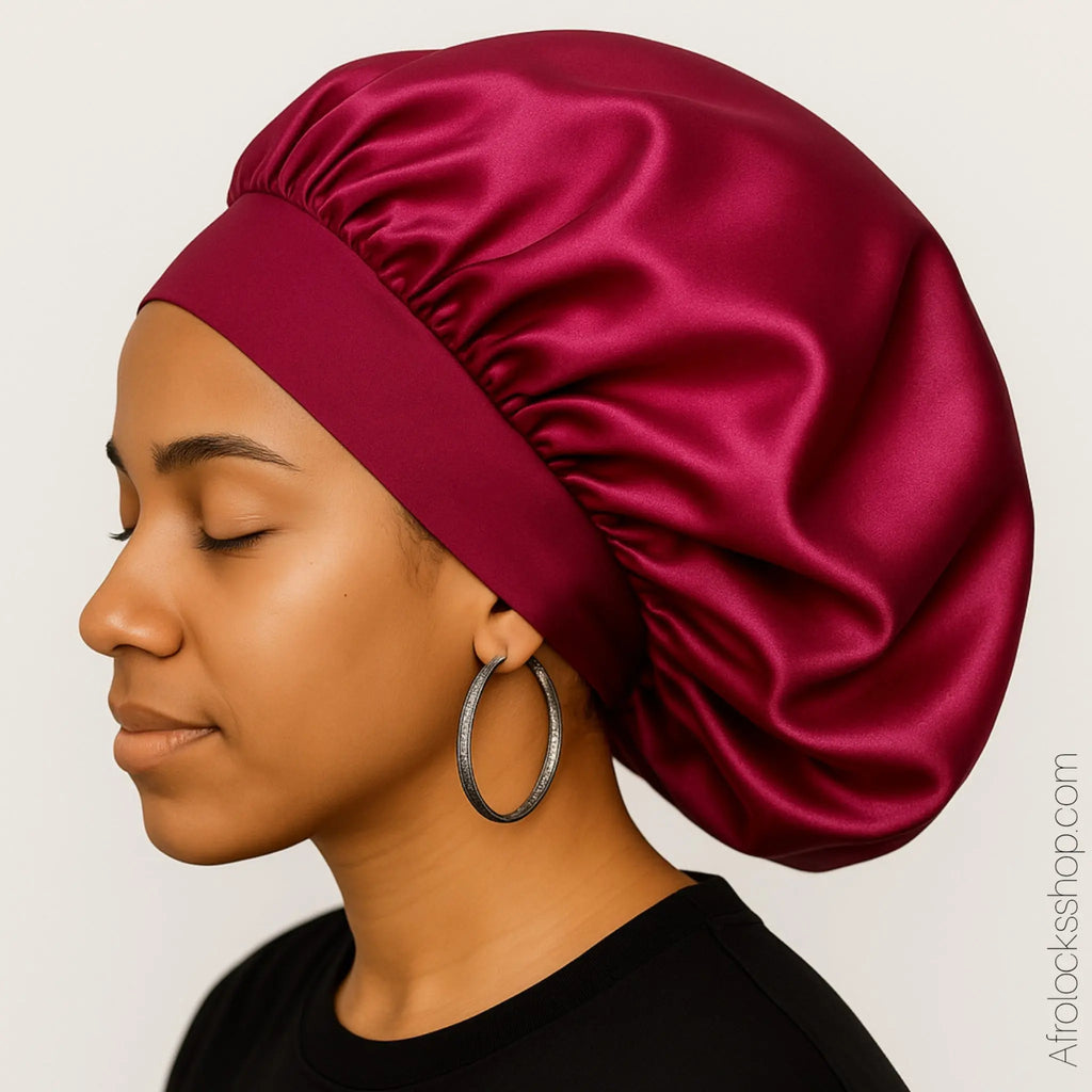 Bonnet-satin-rouge-afro-bandeau - Afro Locks Shop
