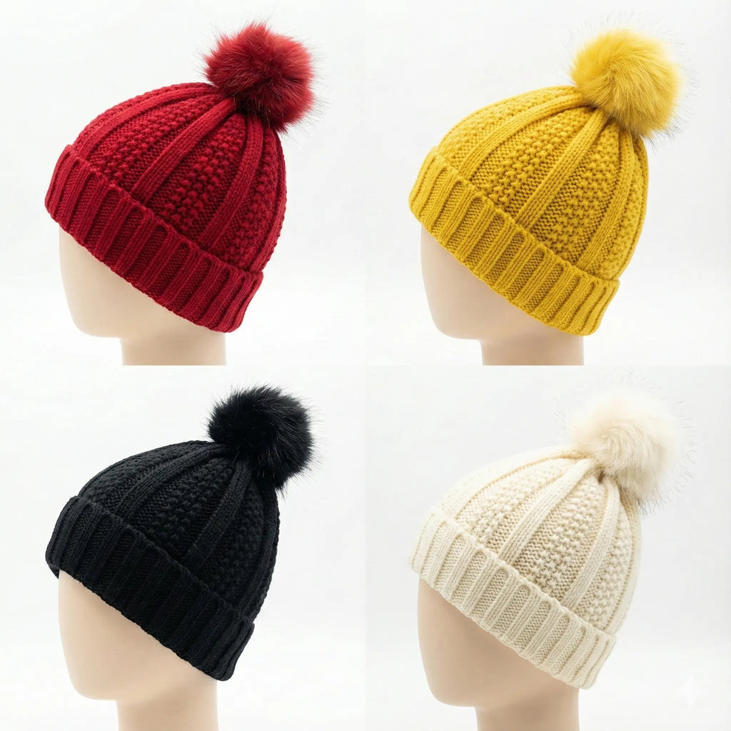 Bonnet_Hiver_Satin_Protect_Extensible_Sp_cial_Volume_Doublure_Anti-Frisottis_avec_pompon - Afro Locks Shop